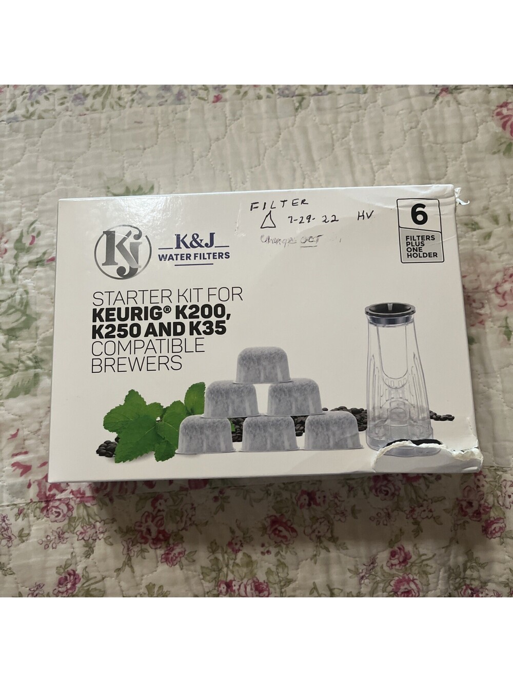 K&J Keurig Water Filter Starter Kit K200 K250 K35 Holder & 6 Filters